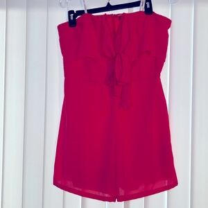 Guess Vibrant Redish Orange Strapless Jumpsuit